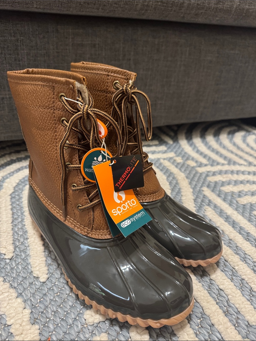 NWT Sporto Dakota Duck Boots Women's Size 8 Brown Waterproof Thermolite Winter